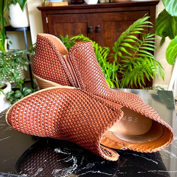 🤎❤️👢Vintage Women’s ESPRIT Woven Cognac Kelsie Boots-8.5 - Picture 12 of 16